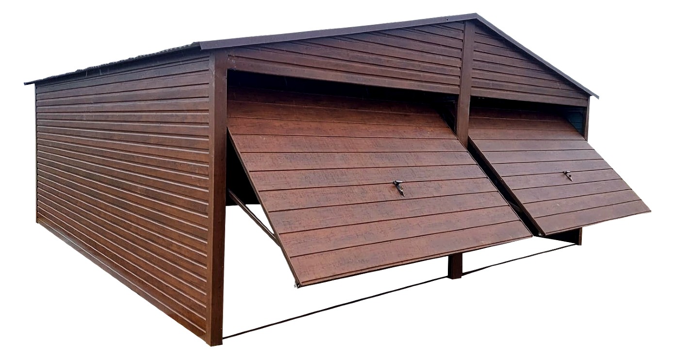 Garaż 6x5 złoty dąb ciemny dwuspad PREMIUM - obrazek 2