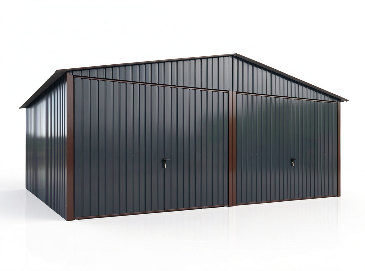 Garaż blaszany 6×5 m – antracyt, dach dwuspadowy